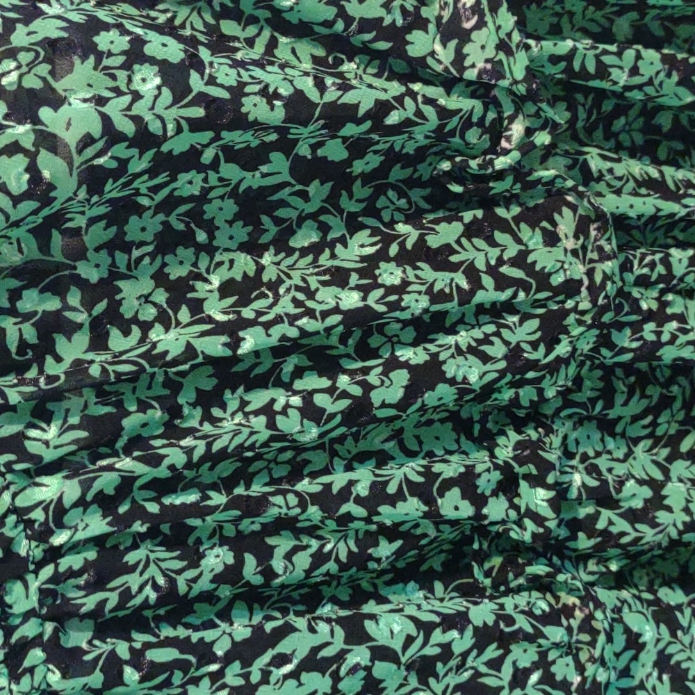 Who What Wear Women's Large Long Bell Sleeve Green Floral Blouse - Picture 3 of 6